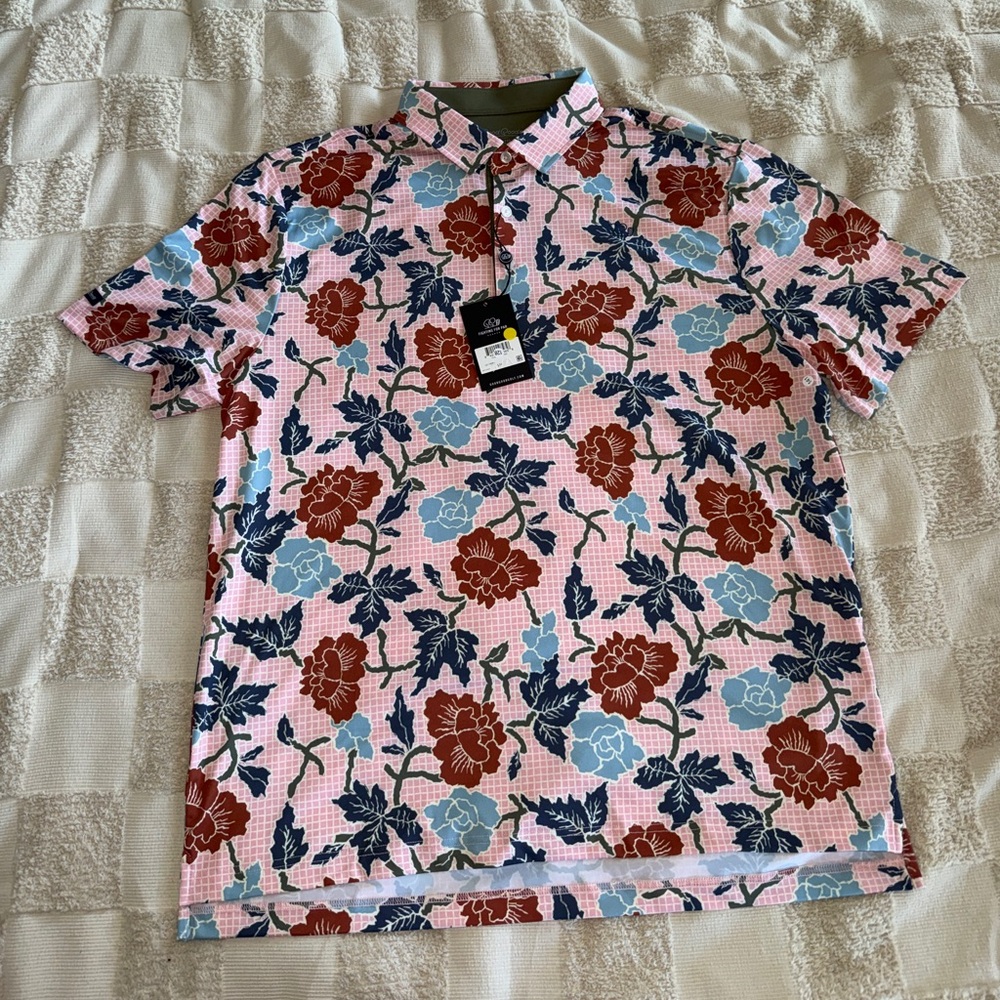 NWT Good Good Golf Floral Patterned Men's‎ Shirt size L